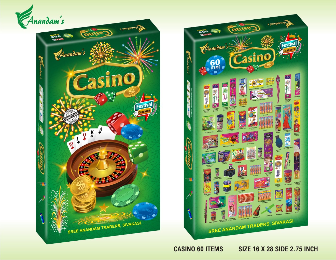 Krish Crackers CASINO 60 Items Gift Pack